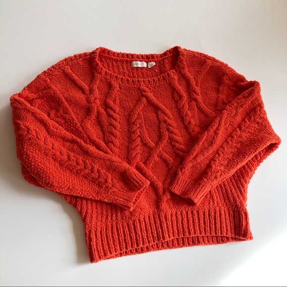 Anthropologie Sweaters - Anthro Sleeping on snow orange cable knit sweater